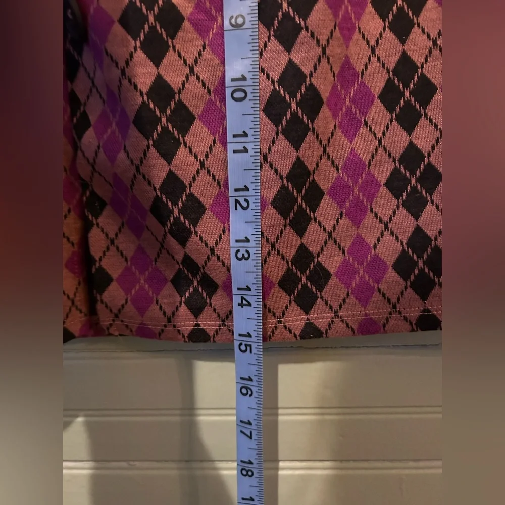 Freshman 1996 Women's Argyle Mini Skirt w/ Buttons Size Small, Purple/Black - Picture 6 of 6